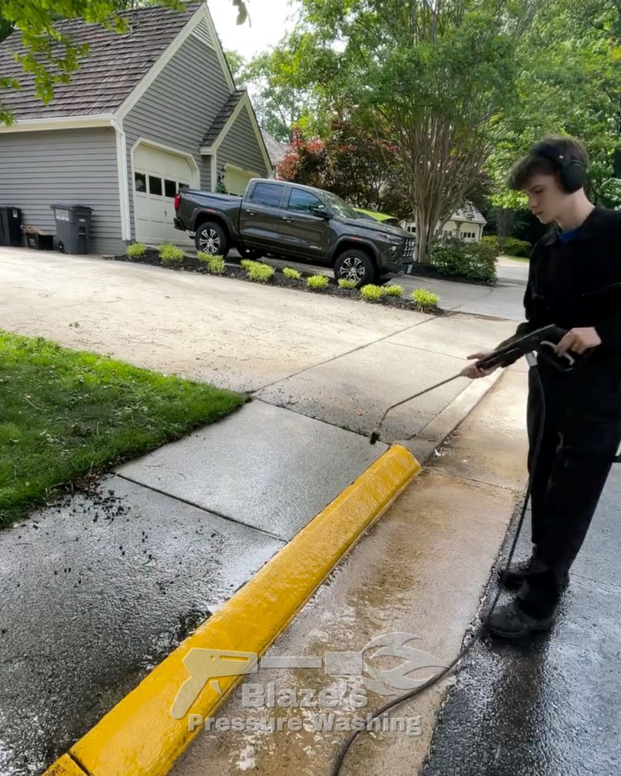Driveway curb power washing Great Falls VA - after
