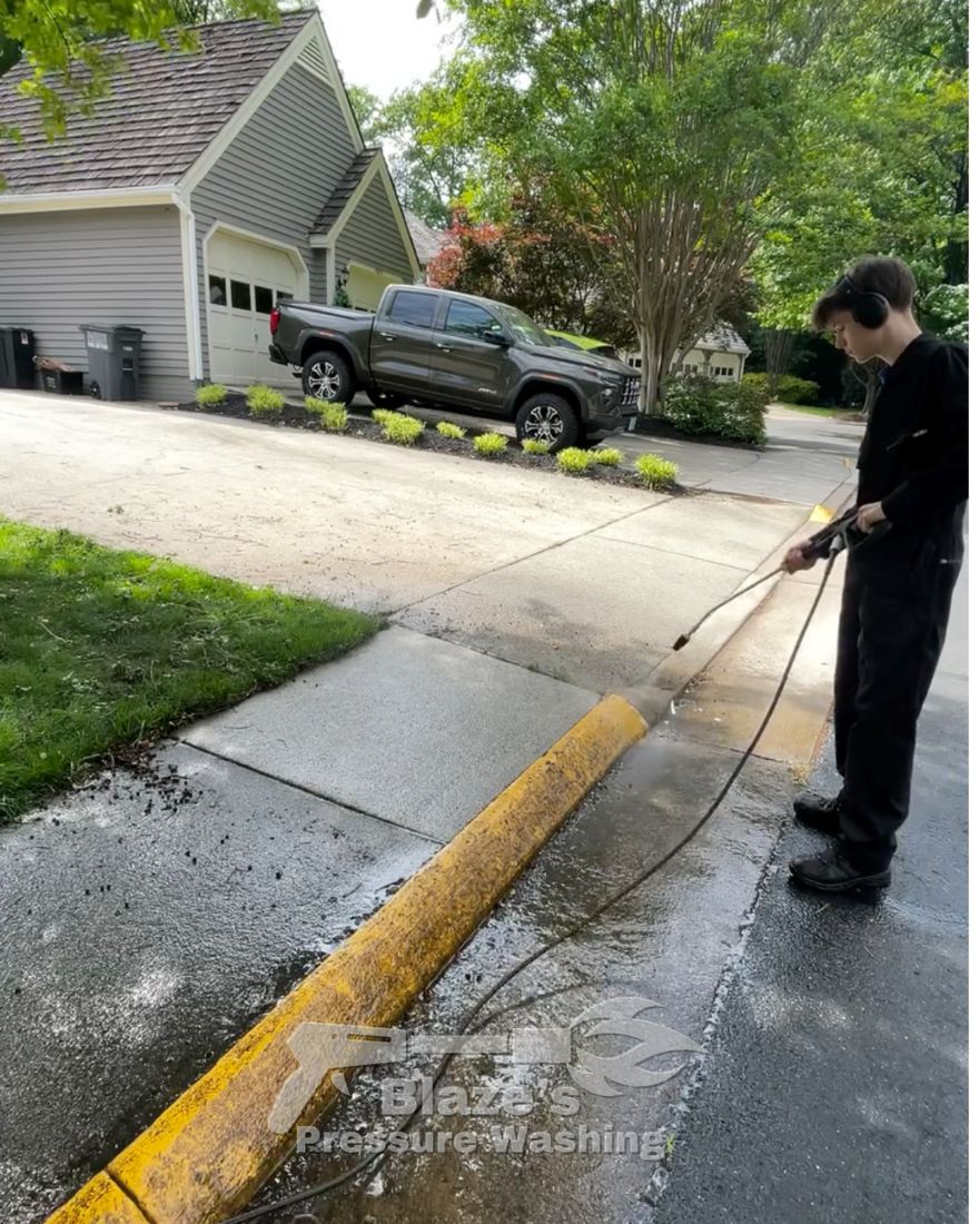 Driveway curb power washing Great Falls VA - before