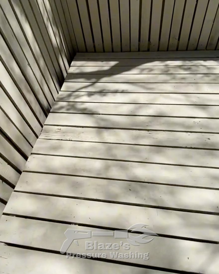 Deck pressure washing in Reston VA - after, bright clean wood