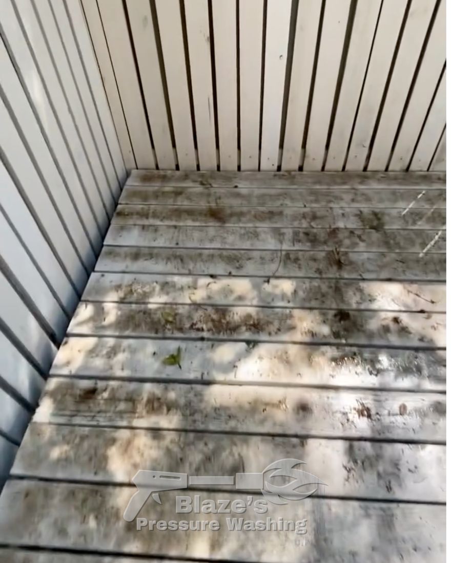 Deck pressure washing in Reston VA - before, covered in dirt and grime