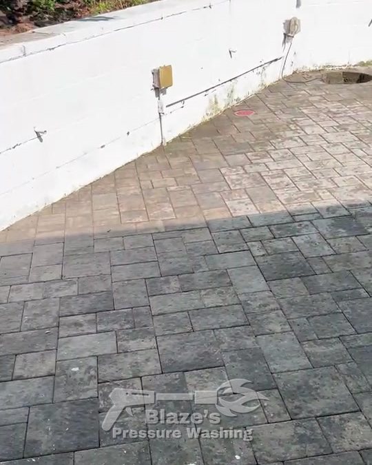 Paver terrace cleaning Reston VA - after pressure washing, clean pavers