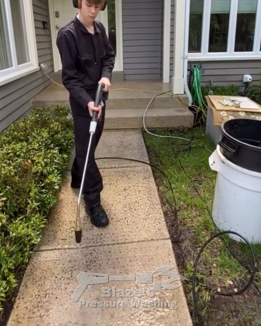 Concrete walkway cleaning Reston - after pressure washing